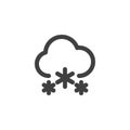 Cloud and snowflakes line icon