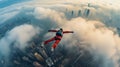 Cloud Soaring: Breathtaking Skydiving Adventure./n Royalty Free Stock Photo