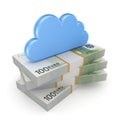 Cloud on a stack of euro. Royalty Free Stock Photo