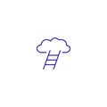 Cloud staircase ladder career line icon. Sky growth leading dream