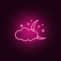 Cloud, Star ,Moon icon. Elements of Web in neon style icons. Simple icon for websites, web design, mobile app, info graphics Royalty Free Stock Photo