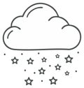 Cloud with Starry Rain Line Art, Simple Illustration Royalty Free Stock Photo