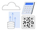 Cloud storage, calculation, and digital code elements for efficient data management and analysis Royalty Free Stock Photo