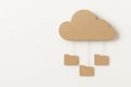 Cloud storage with cardboard folders. Space for text. Royalty Free Stock Photo