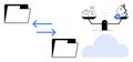 Cloud Data Transfer and Financial Decisions Concept with File Sharing and Balance Scale Symbolism Royalty Free Stock Photo