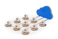 Cloud Storage Concept. Cloud Computing Networking Scene. 3d Rendering Royalty Free Stock Photo