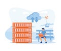 Cloud storage concept. Digital hosted storage, database security, data infrastructure service, cloud. Royalty Free Stock Photo