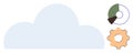 Cloud storage concept with gear and pie chart symbolizing data management and analytics Royalty Free Stock Photo