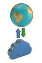 Cloud storage concept globe and cloud symbol on white backgroun Royalty Free Stock Photo