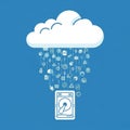 Cloud Storage Concept with Hard Drive and Data Flow Illustration Royalty Free Stock Photo