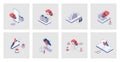 Cloud storage concept of isometric icons in 3d isometry design for web. Royalty Free Stock Photo