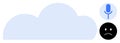 Cloud storage concept with mic icon and sad face expressing emotion and voice interaction Royalty Free Stock Photo