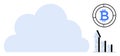 Cloud storage concept with rising cryptocurrency value and Bitcoin symbol Royalty Free Stock Photo