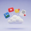 Cloud Storage Concept with Social Media and Communication Icons Floating data technology Royalty Free Stock Photo