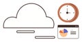 Cloud storage concept with time management and data analytics visualization in a minimal design Royalty Free Stock Photo