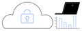 Cloud Security and Data Analytics with Lock Symbol and Laptop Chart Graphic Royalty Free Stock Photo
