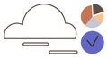 Cloud Computing Concept with Pie Chart and Check Mark Icons for Data Analysis and Security Royalty Free Stock Photo