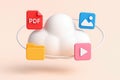Cloud storage data files pdf image video folder Royalty Free Stock Photo