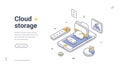 Cloud Storage And Data Management Isometric Banner Vector Illustration Royalty Free Stock Photo
