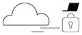 Cloud Storage Security Concept with Lock, Cloud Symbol, and Laptop ion Royalty Free Stock Photo