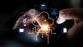 Cloud Storage and Data Synchronization Service Ecosystem Motif Royalty Free Stock Photo
