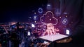 Cloud Storage and Data Synchronization Service Ecosystem Motif Royalty Free Stock Photo