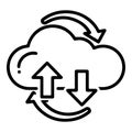 Cloud storage data transfer and synchronization icon with arrows seamless exchange Royalty Free Stock Photo