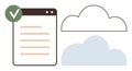 Cloud Storage and Data Verification Concept with Checkbox and Abstract Cloud Icons Royalty Free Stock Photo