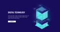 Cloud storage database isometric vector, server room, personal data information processing, computing Royalty Free Stock Photo