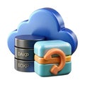 Cloud storage and database security concept featuring stacked disks and lock symbol Royalty Free Stock Photo