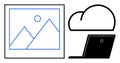 Cloud Storage and Digital Access with Laptop and Image Icon Design Concept Royalty Free Stock Photo