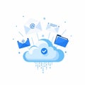 Cloud storage with email and folder icons Royalty Free Stock Photo