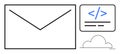 Digital Communication and Cloud Computing Concept with Email and Coding Elements Royalty Free Stock Photo