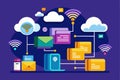 Cloud storage enables users to transfer files using a Wi-Fi connection for efficient data management across devices, Move files to Royalty Free Stock Photo