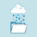 Cloud storage folder with documents and geometric shapes transferring data Royalty Free Stock Photo