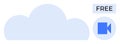Cloud Storage and Free Video Streaming Icon with Cloud Symbol and Camera Graphic Royalty Free Stock Photo