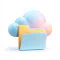 Cloud Storage Icon with Folder Representation in Soft Colors Royalty Free Stock Photo