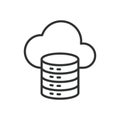 Cloud storage icon in line design. cloud database, online storage, data backup on white background vector. Cloud storage editable Royalty Free Stock Photo