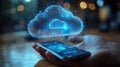 Cloud storage icon on a smartphone Royalty Free Stock Photo