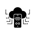 Cloud storage icon with smartphone and wireless signal, data sync and network connectivity Royalty Free Stock Photo