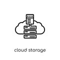Cloud storage icon. Trendy modern flat linear vector Cloud storage icon on white background from thin line Internet Security and Royalty Free Stock Photo
