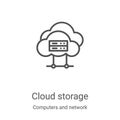 cloud storage icon vector from computers and network collection. Thin line cloud storage outline icon vector illustration. Linear Royalty Free Stock Photo