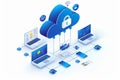 Cloud storage infographic linking devices for online computing and contact management Royalty Free Stock Photo