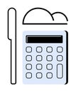 Cloud Storage Integration with Calculator and Pen for Digital Accounting and Finance Tools Royalty Free Stock Photo