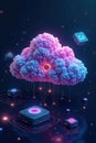 Cloud storage interface showing file folders and data   system  server Royalty Free Stock Photo