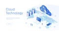 Cloud storage isometric. Cloud computing technology users network configuration. Internet data services. Online Royalty Free Stock Photo