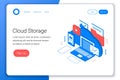 Cloud storage isometric concept. Royalty Free Stock Photo