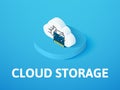 Cloud storage isometric icon, isolated on color background Royalty Free Stock Photo