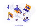 Cloud storage isometric web banner. Royalty Free Stock Photo