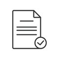 Documents done, icon in line design. Documents, done, file, completed, folder, office, task on white background vector